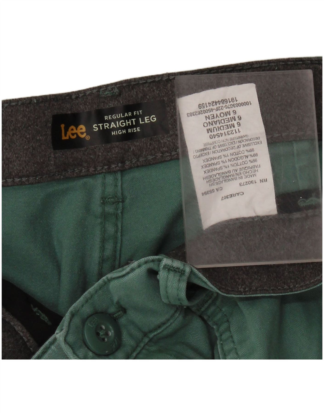 Calça feminina LEE regular fit reta cortada EUA 6 médio W30 L24 verde