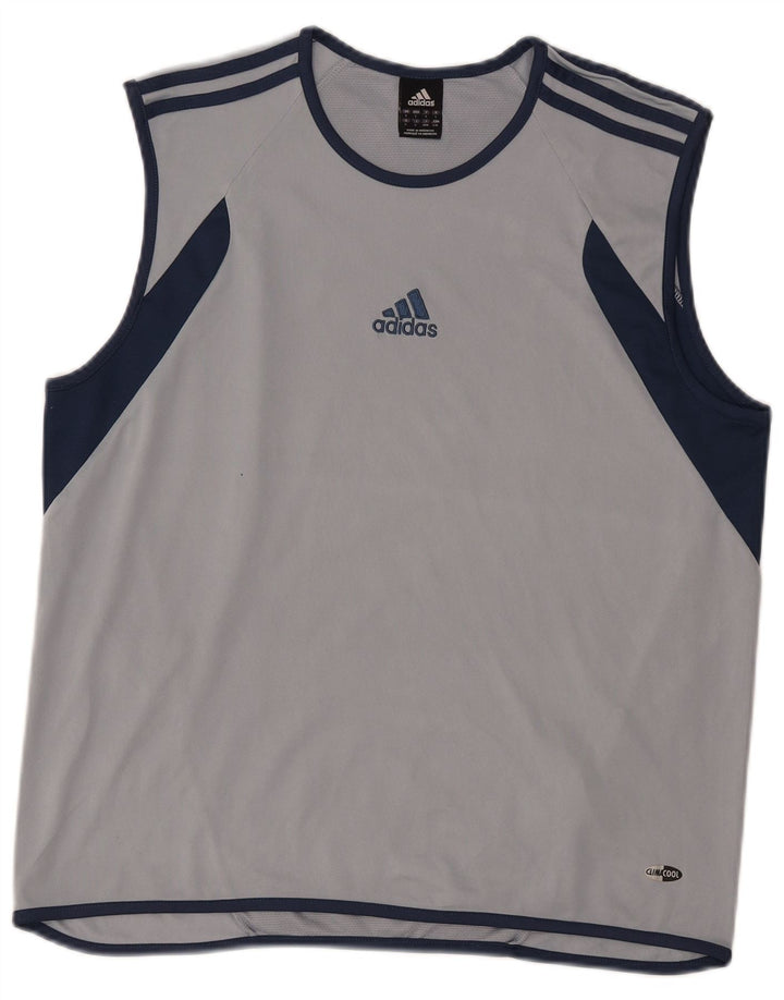 Adidas Mens Climacool Vest Top Grande Cinza Colorblock Poliéster