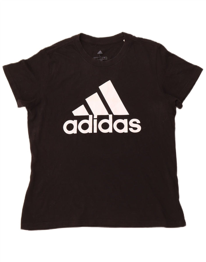 Camiseta feminina ADIDAS com estampa gráfica UK 16/18 grande algodão preto