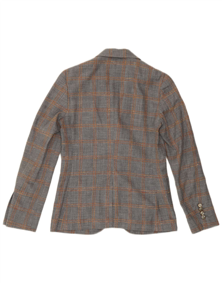 Jaqueta blazer feminina Lardini com 2 botões IT 38 XS cinza xadrez lã