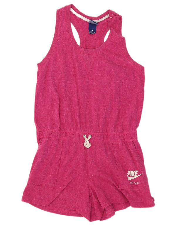 Macacão feminino sem mangas Nike UK 16 grande algodão rosa