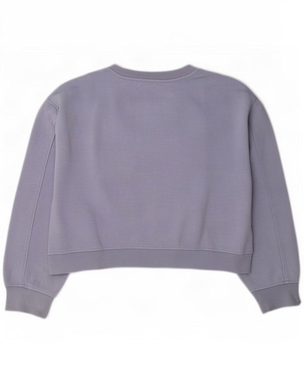 Zara Womens Crop Sweatshirt Jumper Reino Unido 16 Grande Algodão Roxo