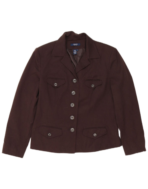 Jaqueta Blazer Feminina Chaps com 5 Botões EUA 10 Grande Poliéster Marrom