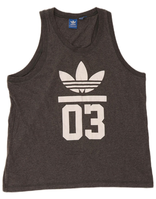 Adidas Mens Graphic Vest Top Grande Algodão Cinza