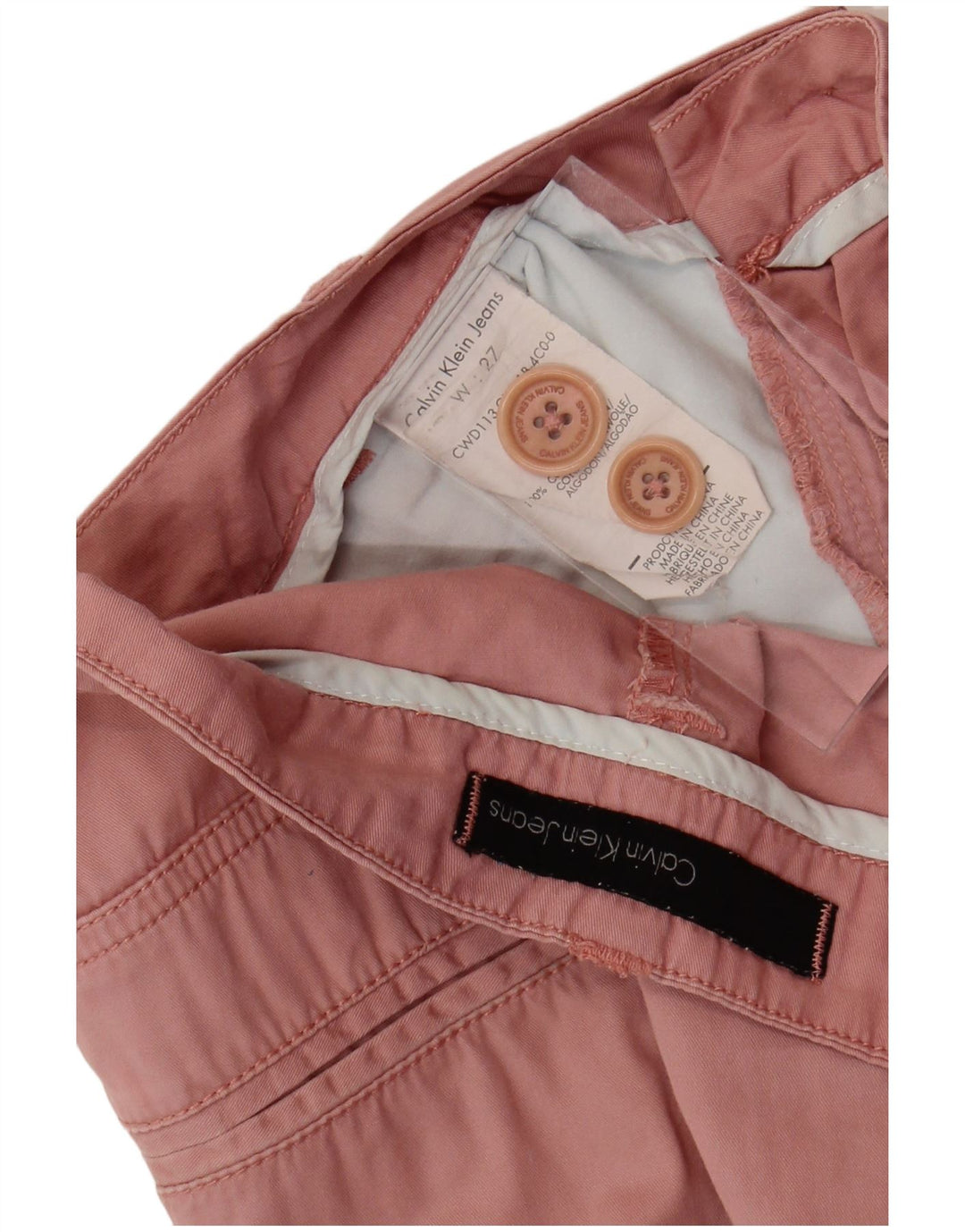 Shorts chino feminino CALVIN KLEIN JEANS W27 pequeno algodão rosa