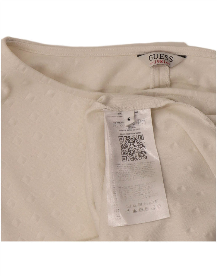 Guess Top feminino oversized manga 3/4 Reino Unido 10 pequeno poliéster geométrico branco