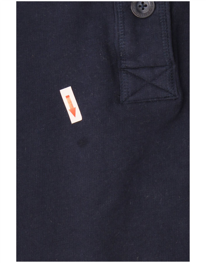 CREW CLOTHING Suéter feminino com gola redonda e botão Reino Unido 16 grande azul marinho