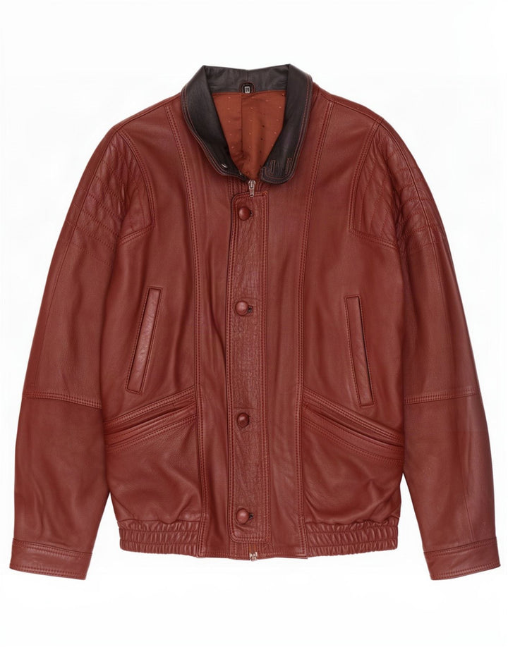 Jaqueta de couro bomber masculina vintage Reino Unido 40 grande marrom