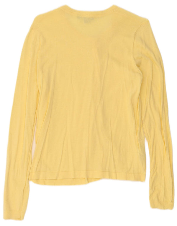 Suéter cardigã feminino Laura Ashley Reino Unido 12 algodão amarelo médio
