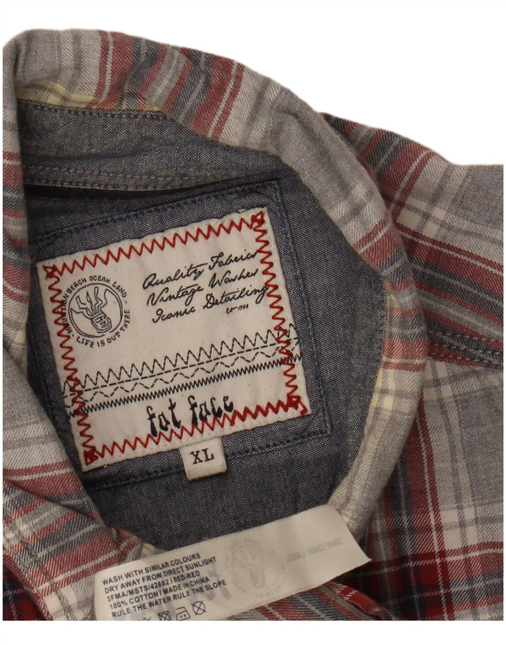 Camisa masculina de flanela Fat Face XL algodão xadrez cinza