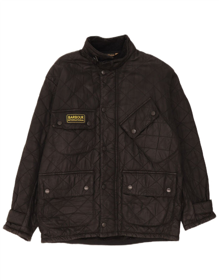 Jaqueta acolchoada masculina Barbour UK 40 grande algodão preto