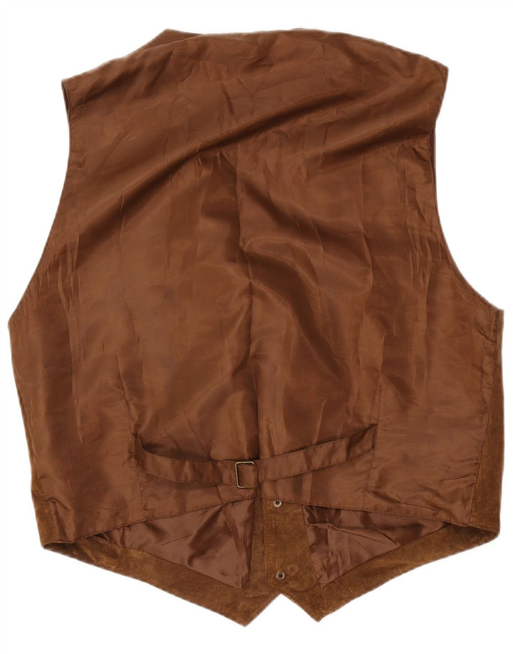 Colete masculino vintage de camurça IT 52 grande couro marrom