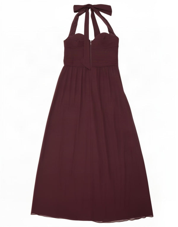 Vestido Maxi Halter Feminino Coast UK 12 Médio Poliéster Borgonha