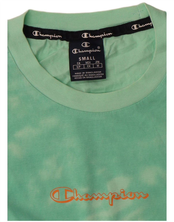 Camiseta masculina estampada Champion pequena verde tie-dye