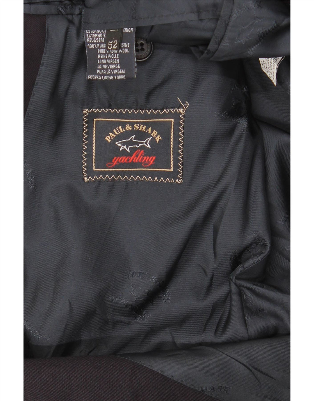 Jaqueta blazer masculina de 2 botões Paul & Shark IT 52 XL azul marinho lã virgem