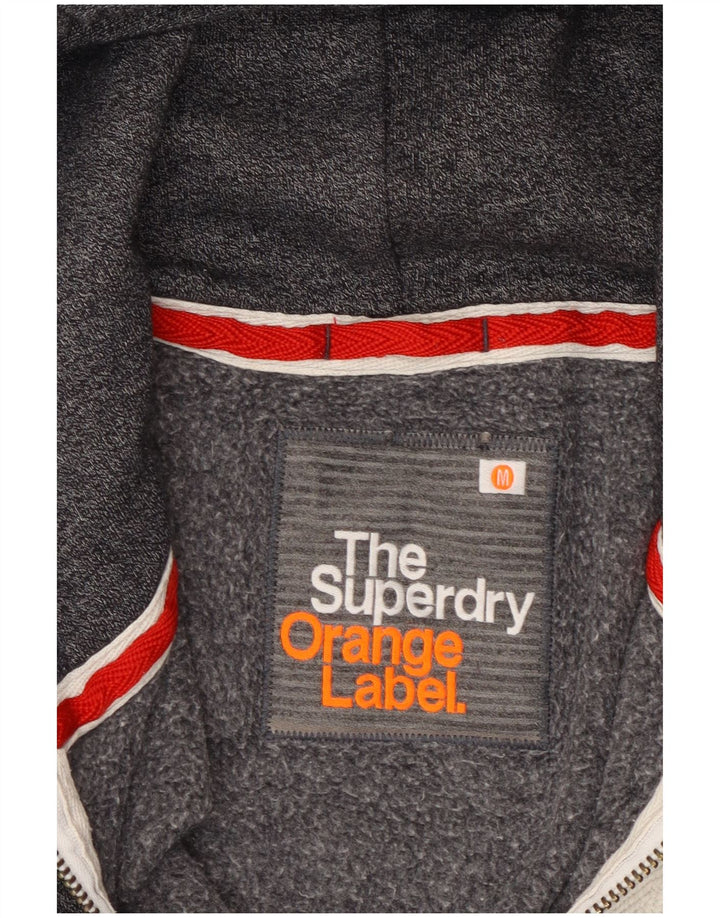 Suéter masculino Superdry com capuz e zíper, algodão manchado cinza médio