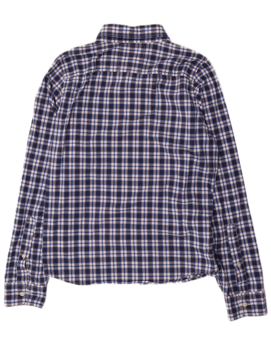 Camisa masculina Hollister de algodão xadrez azul marinho médio