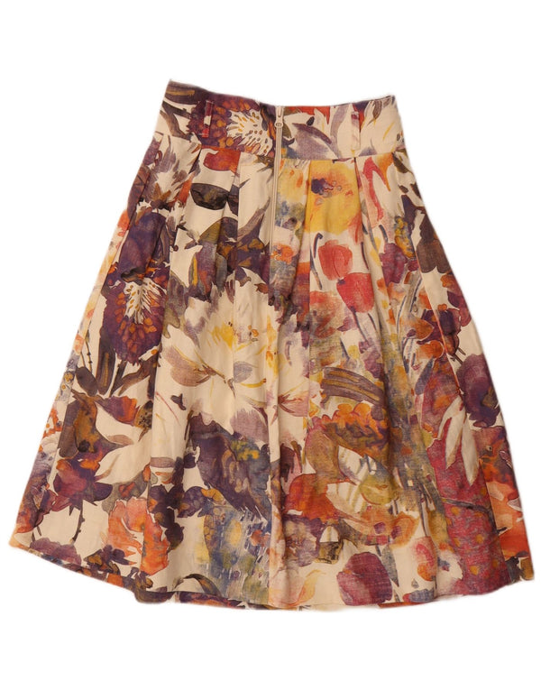 Saia feminina Zara cintura alta plissada evasê pequena W26 floral multicolorida