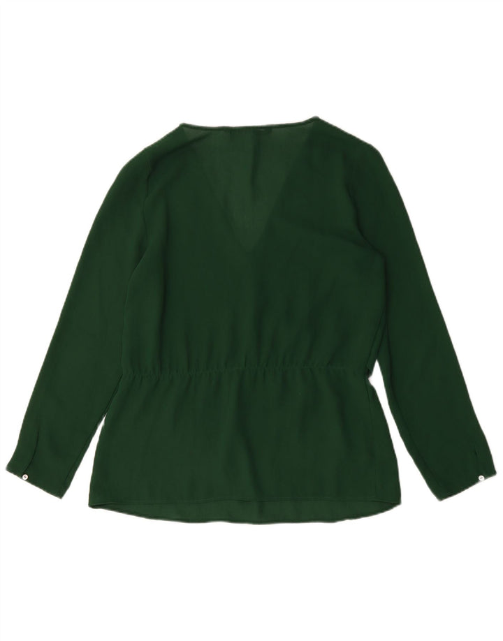 Blusa feminina de manga comprida Zara Top UK 10 pequeno verde