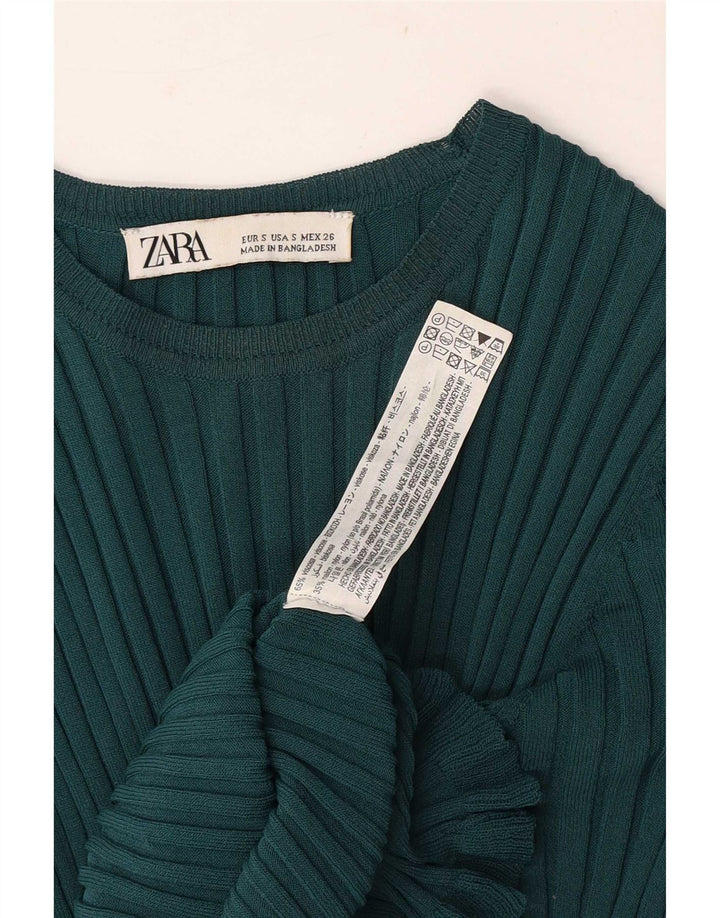 Blusa feminina Zara Top UK 8 pequena viscose verde