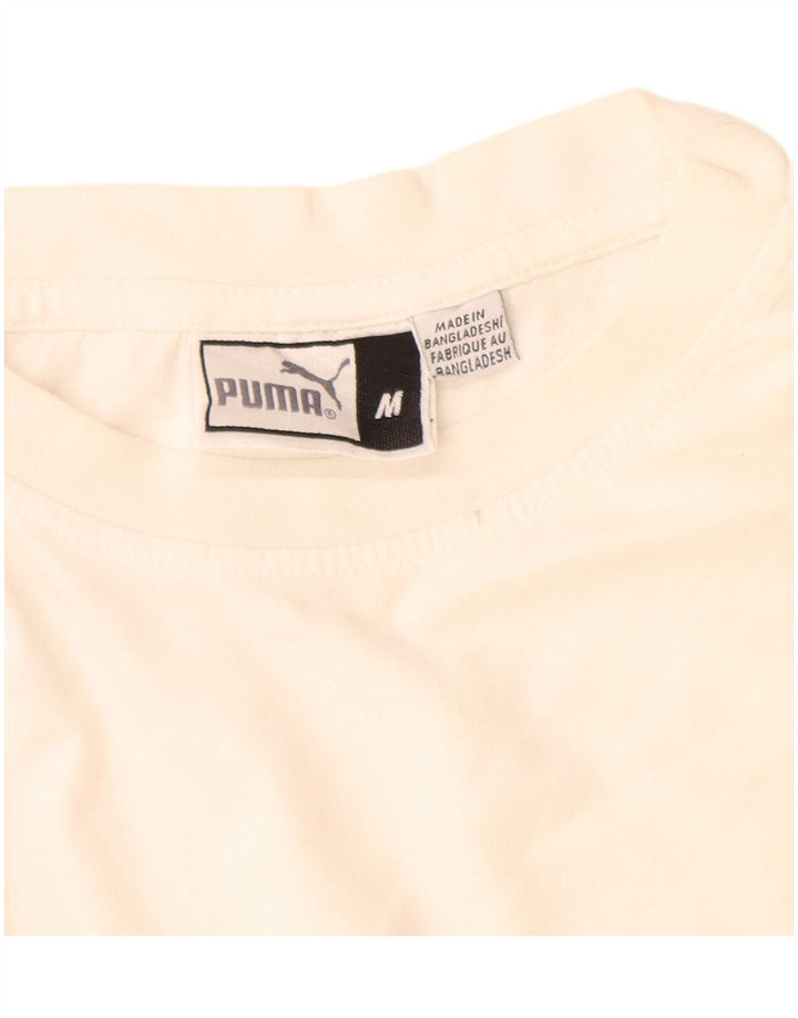 Puma Mens Graphic T-Shirt Top Médio Algodão Branco
