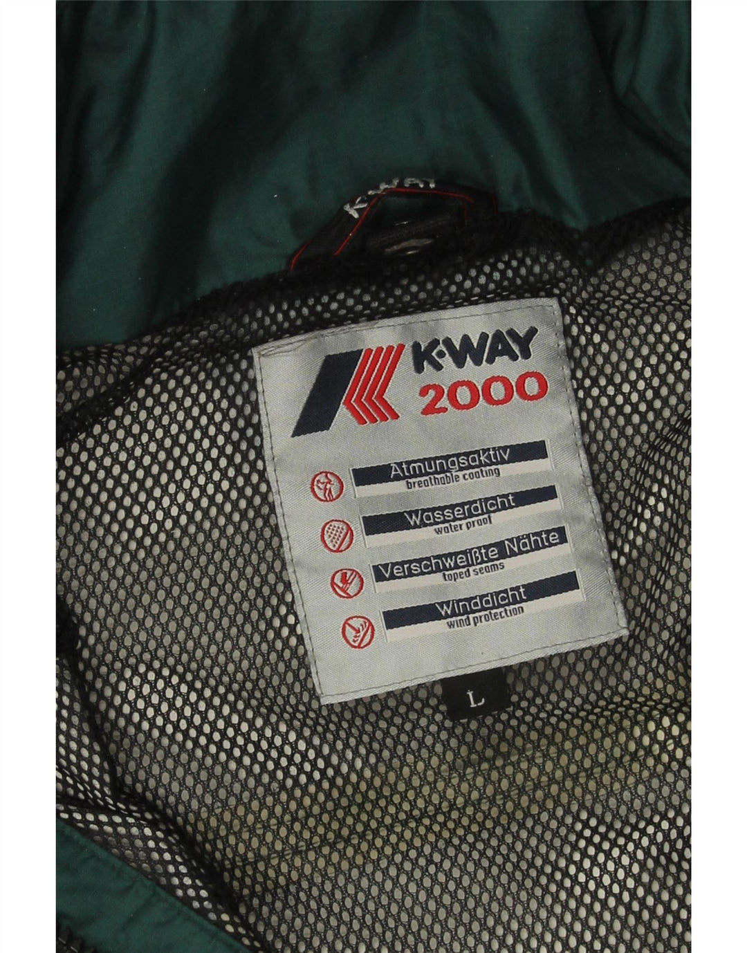Jaqueta de chuva masculina K-Way Loose Fit UK 40 grande poliamida verde