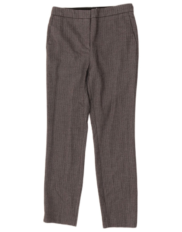 Calça feminina Zara Slim Suit pequena W26 L26 cinza espinha de peixe