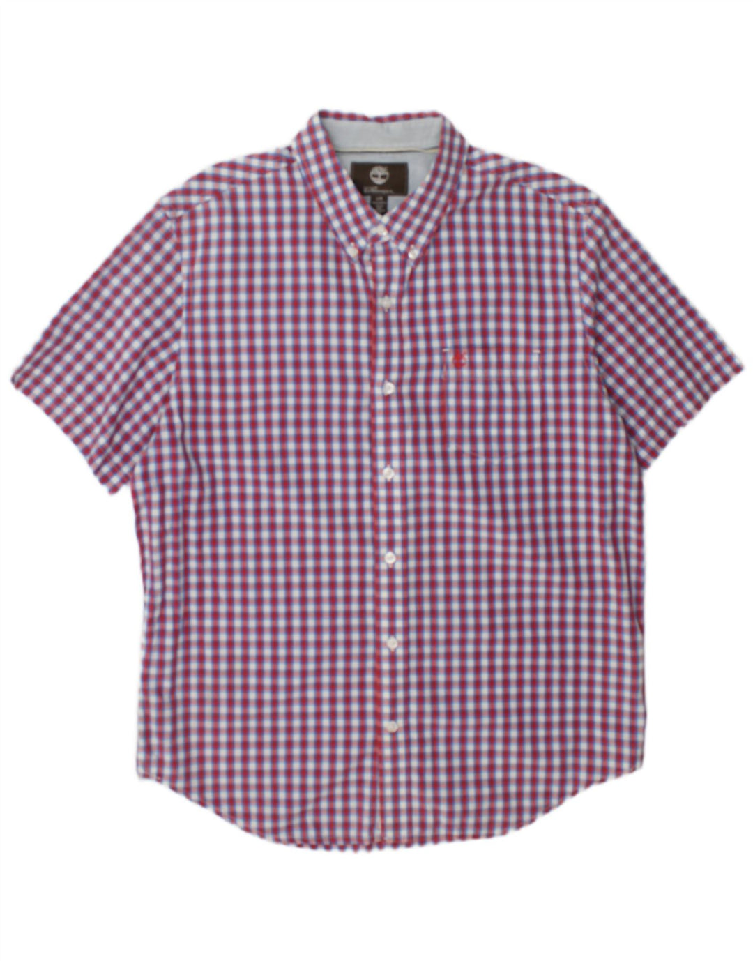Camisa masculina Timberland Earthkeepers manga curta regular fit grande xadrez vermelho