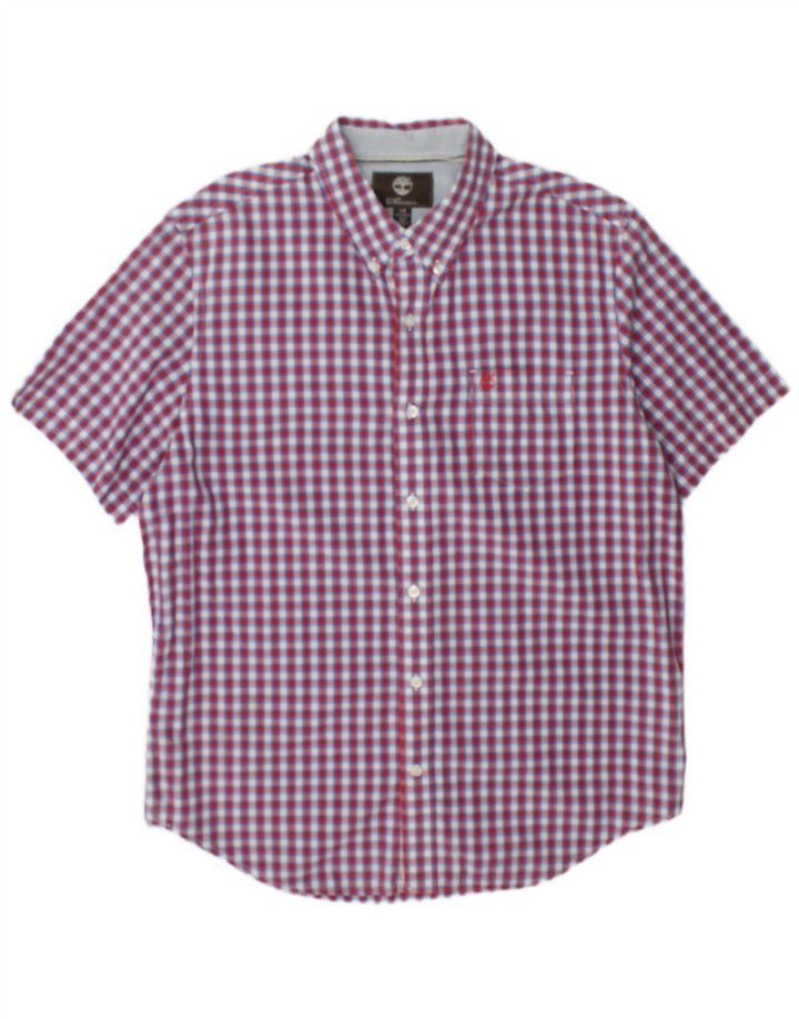 Camisa masculina Timberland Earthkeepers manga curta regular fit grande xadrez vermelho