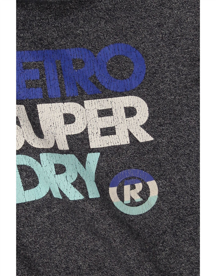 Suéter masculino SUPERDRY com capuz e zíper gráfico médio algodão azul marinho
