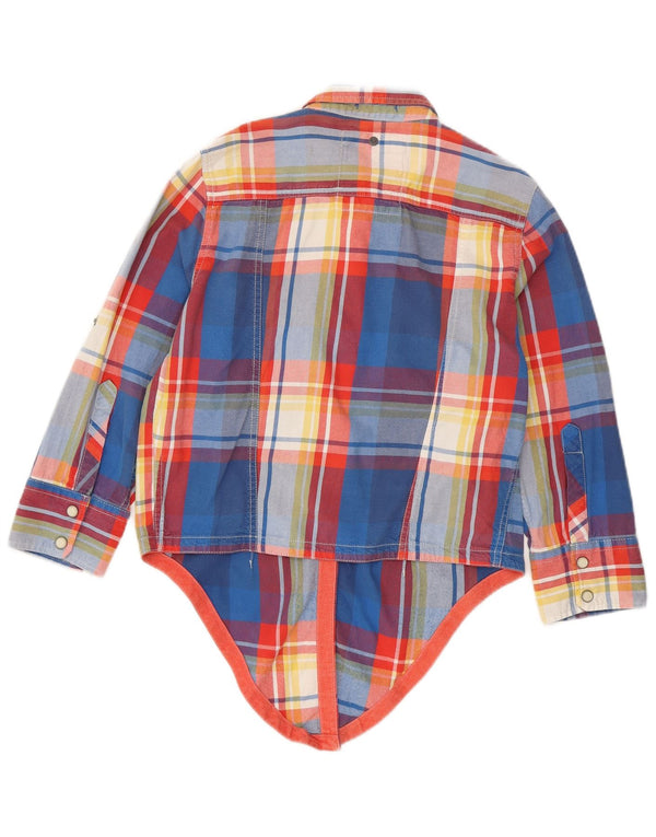 Camisa feminina Superdry de flanela pulôver UK 12 algodão xadrez azul médio