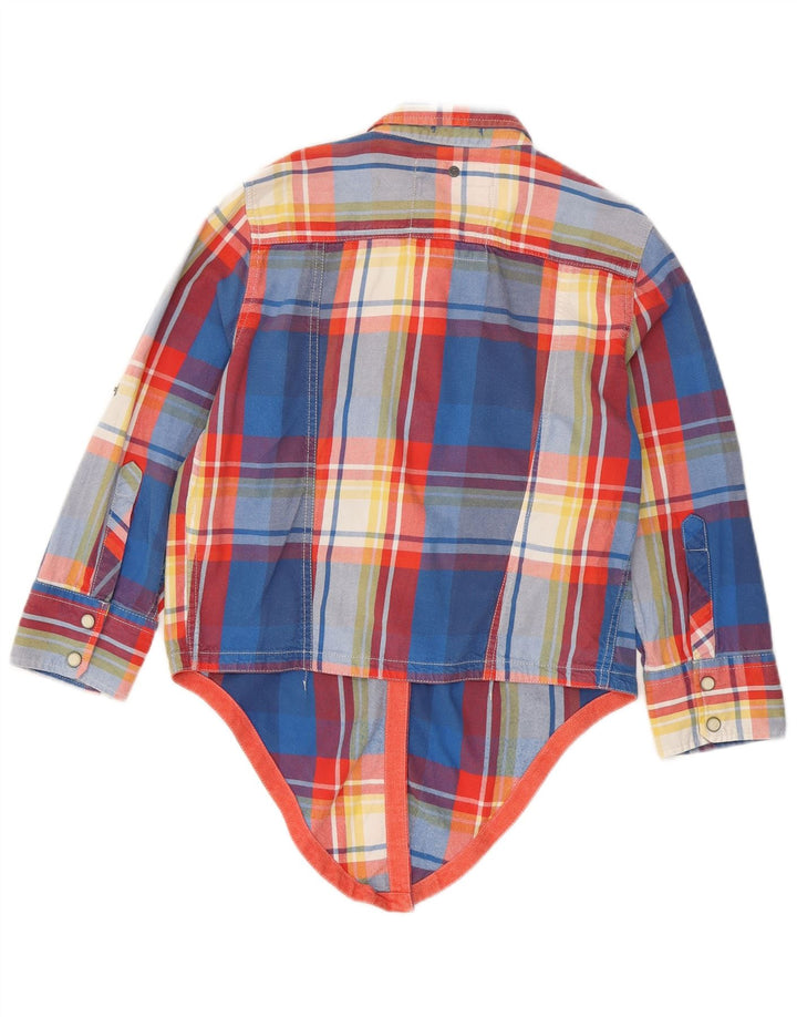 Camisa feminina Superdry de flanela pulôver UK 12 algodão xadrez azul médio