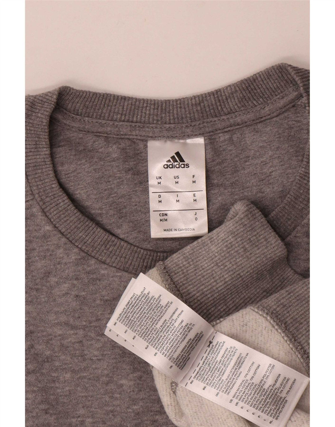 Adidas Mens Moletom Jumper Médio Cinza Algodão Flecked