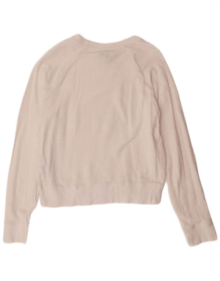 J. CREW Suéter feminino oversized UK 10 pequeno algodão branco