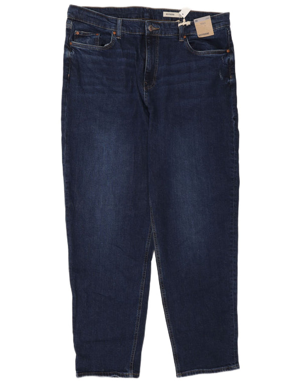 Jeans feminino Marks & Spencer Boyfriend Tapered Reino Unido 20 2XL W38 L33 Azul marinho