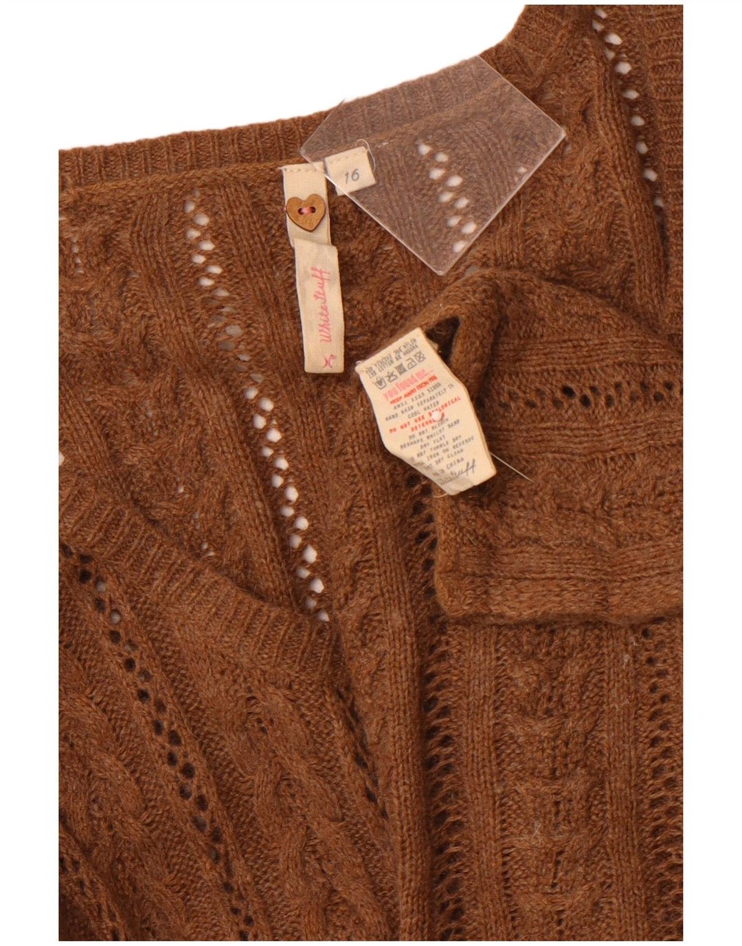 Suéter cardigã feminino WHITE STUFF Reino Unido 16 grande viscose marrom