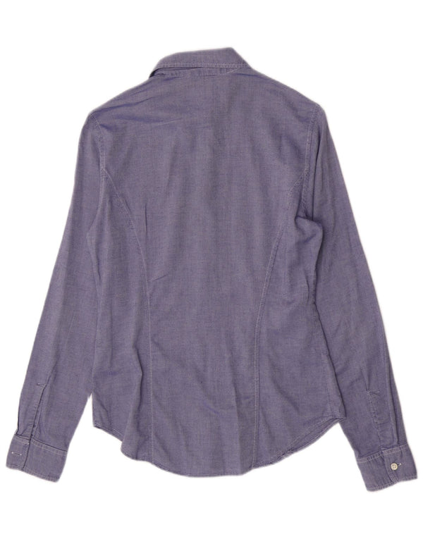 Camisa feminina Max & Co. UK 12 algodão azul médio