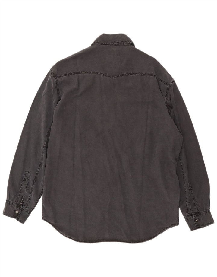 Trussardi Jeans Camisa jeans masculina cinza médio Tencel