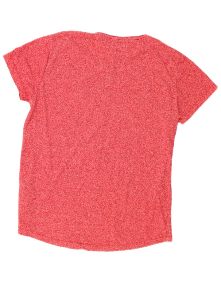 Camiseta feminina Tommy Hilfiger UK 14 poliéster manchado rosa médio