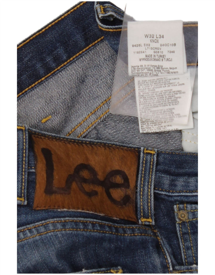 LEE Masculino Knox Straight Jeans W32 L34 Azul Marinho Algodão