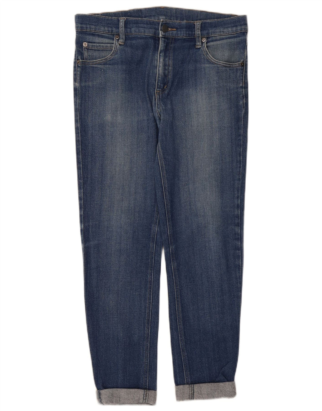 Jeans justos femininos baratos de segunda-feira W31 L29 algodão azul