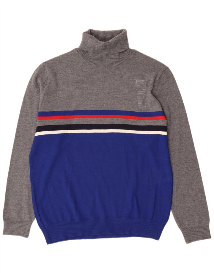 Suéter masculino vintage com gola redonda XL cinza Colourblock acrílico