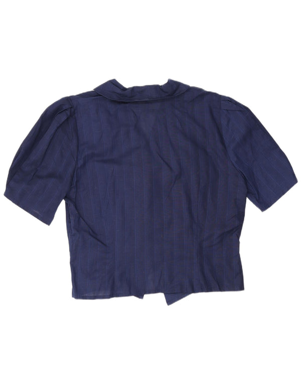 Blusa feminina vintage IT 44 listrada azul marinho médio