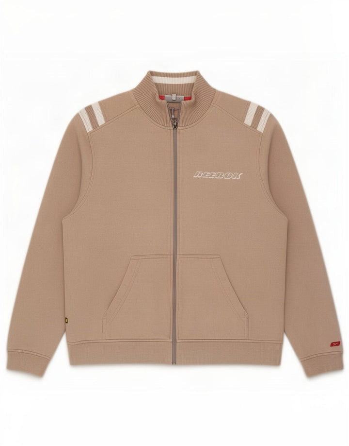 Reebok Womens Tracksuit Top Jacket UK 14 Médio Bege Algodão