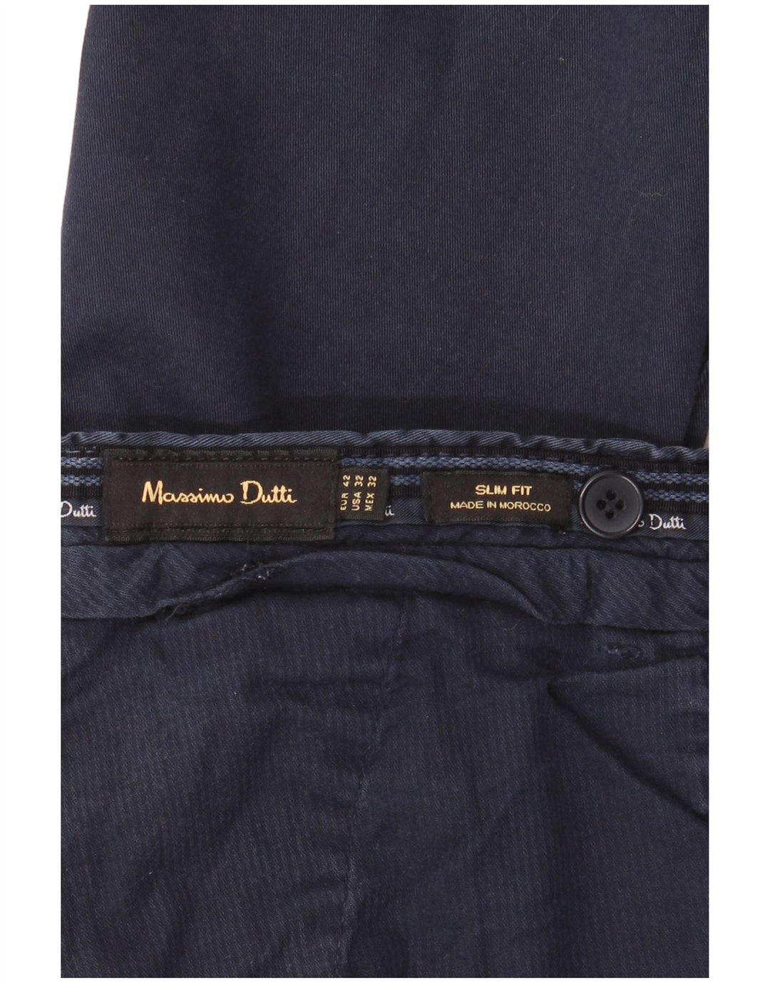 Calça Chino Masculina MASSIMO DUTTI Slim Fit UE 42 Grande W32 L34 Azul Marinho