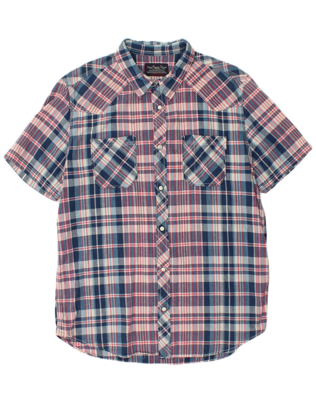Camisa masculina de manga curta Rifle XL algodão xadrez azul