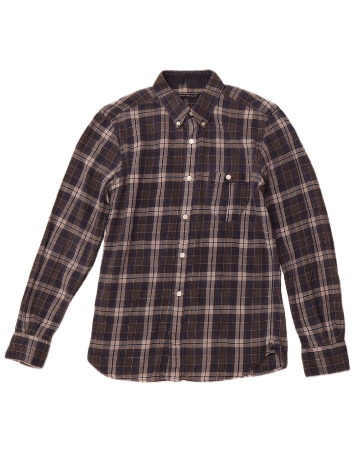 Camisa masculina de flanela French Connection XS azul marinho algodão xadrez