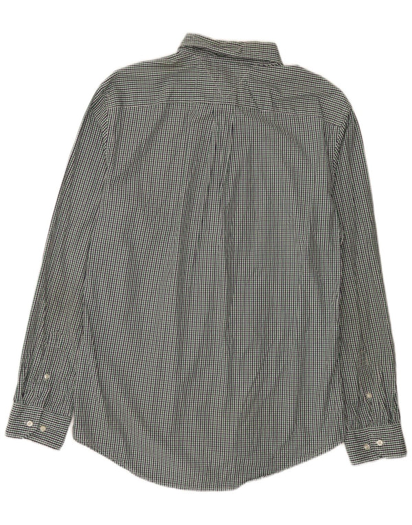 Camisa masculina Tommy Hilfiger Custom Fit grande algodão verde guingão
