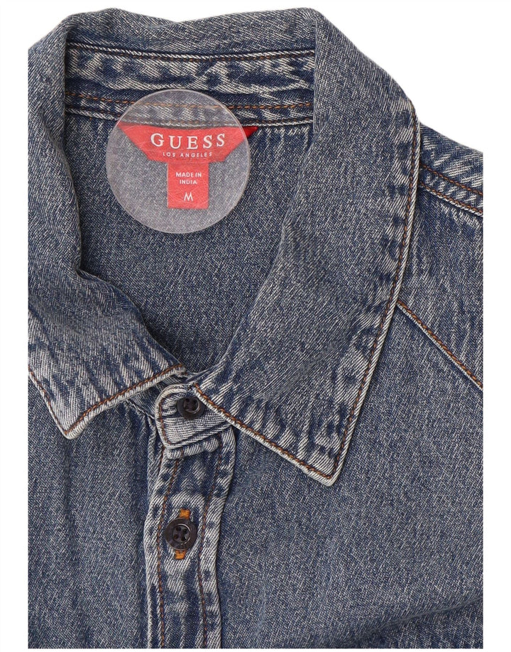 Camisa jeans masculina GUESS de algodão azul médio