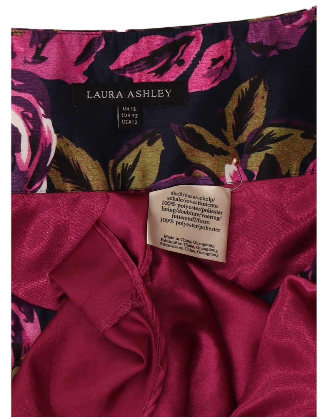 LAURA ASHLEY Vestido feminino sem mangas evasê UK 16 grande roxo floral